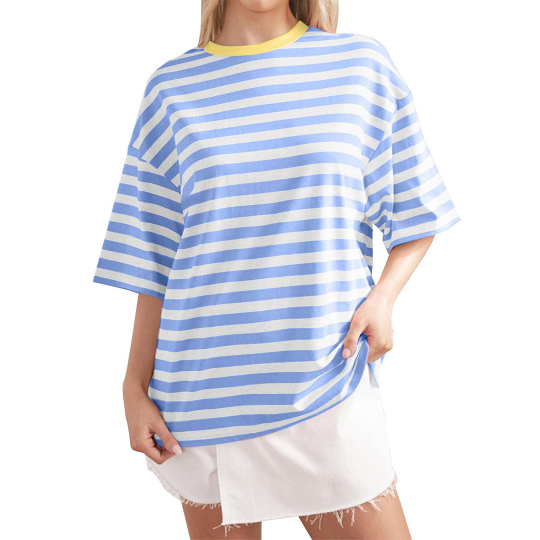 Damen Lässiges Oversized T-Shirt mit gestreiftem Muster