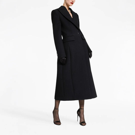 Damen Taillierter Longline-Mantel mit spitzem Revers und Gehschlitz Shop Nory