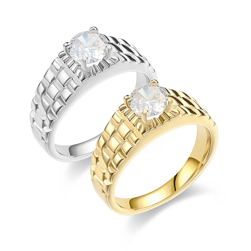 Herren Ring mit kunstvollem reliefartigem Design und glitzerndem Zirkonia Shop Nory