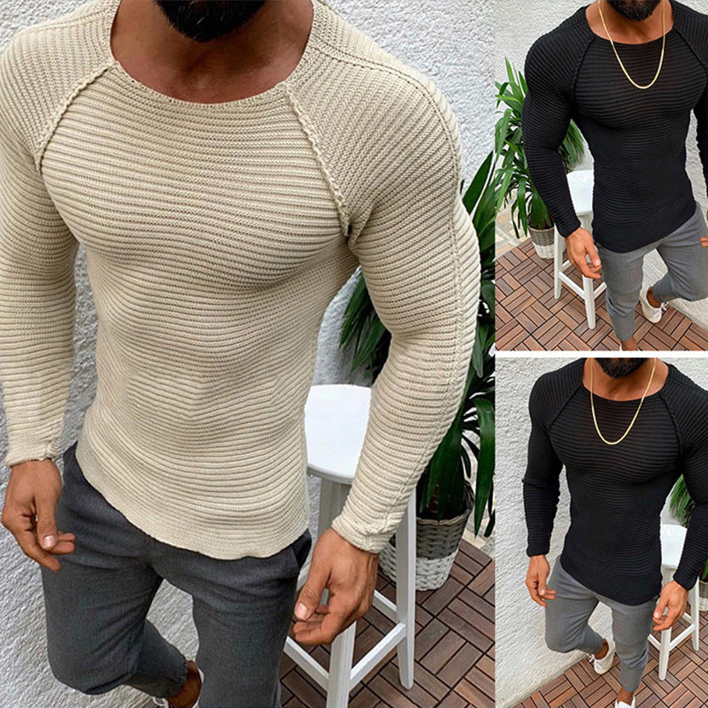 Herren Langarm Strickshirt mit eleganter Struktur