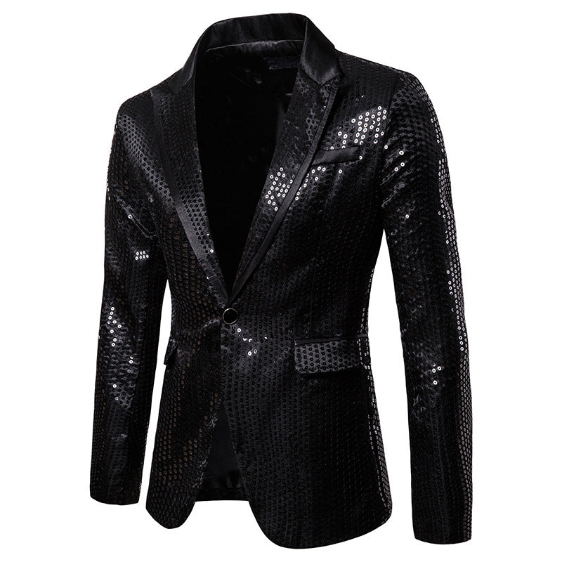 Herren Pailletten-Sakko mit kontrastierendem Revers und taillierter Silhouette Shop Nory