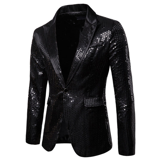 Herren Pailletten-Sakko mit kontrastierendem Revers und taillierter Silhouette Shop Nory