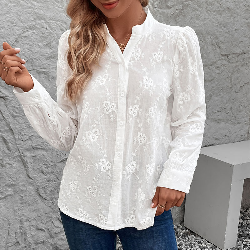 Damen Bluse mit feiner Stickerei
