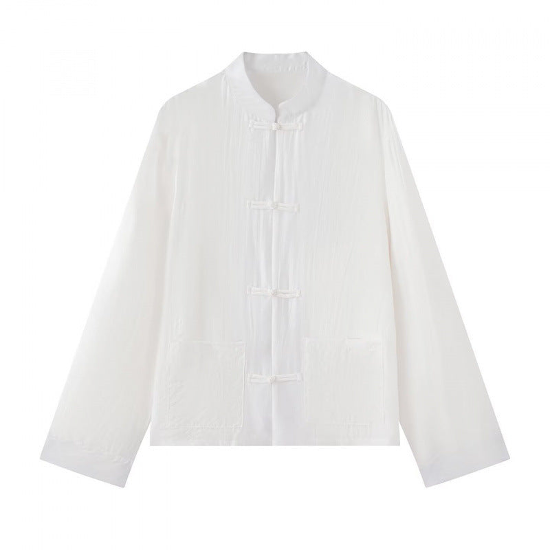 Unisex Leichte Baumwoll-Tunika mit Stehkragen und traditioneller Froschknopf‑Verschluss Shop Nory