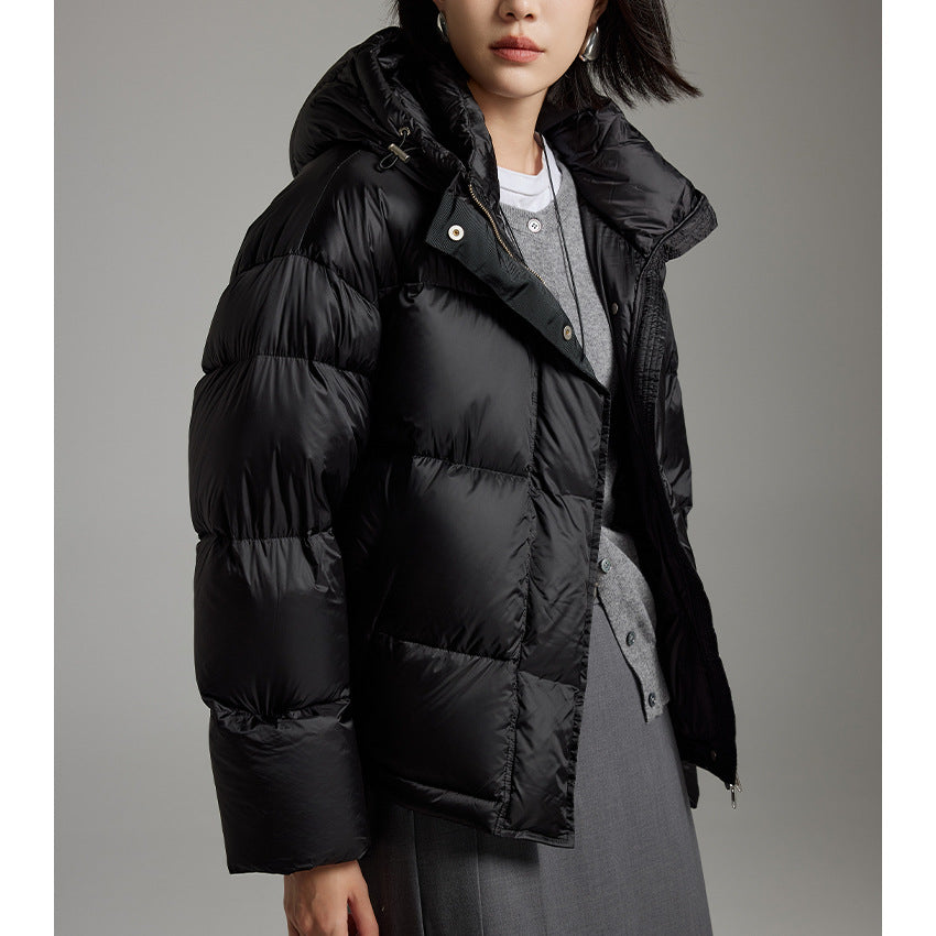 Damen Kurze boxy gesteppte Daunenjacke mit Kapuze Shop Nory