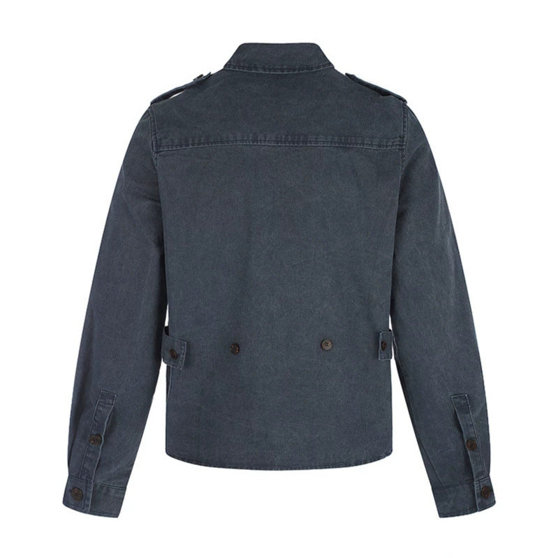Damen Oversize Jeans-Hemdjacke im Utility‑Stil mit Schulterriegeln und aufgesetzten Brusttaschen Shop Nory