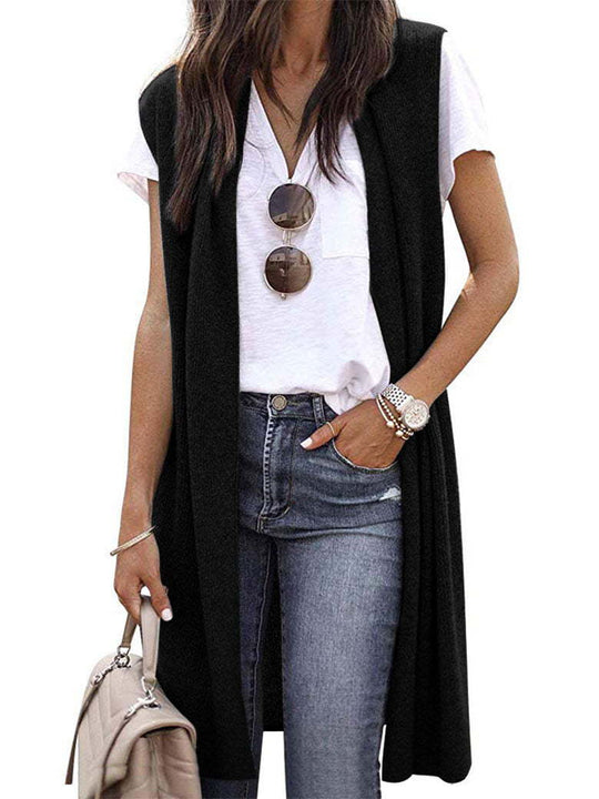 Damen Strickweste im lässigen Oversized-Design mit offenen Fronten und kurzer Ärmellänge