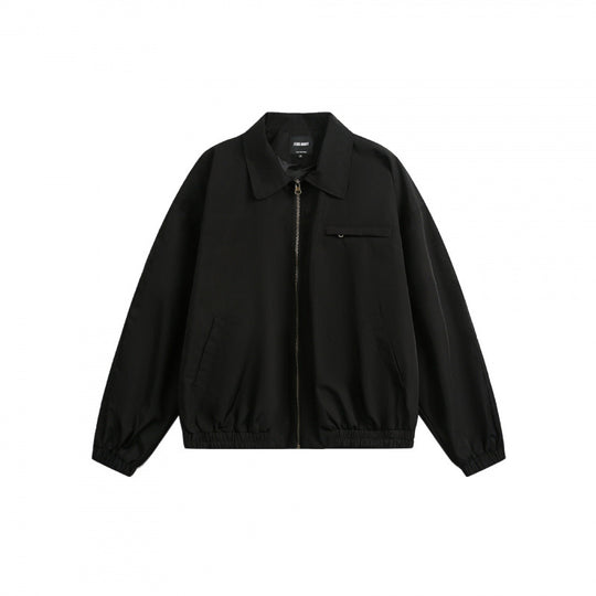 Unisex Boxy-Overshirt-Jacke mit durchgehendem Reißverschluss, elastischem Saum und Brust-Reißverschlusstasche Shop Nory
