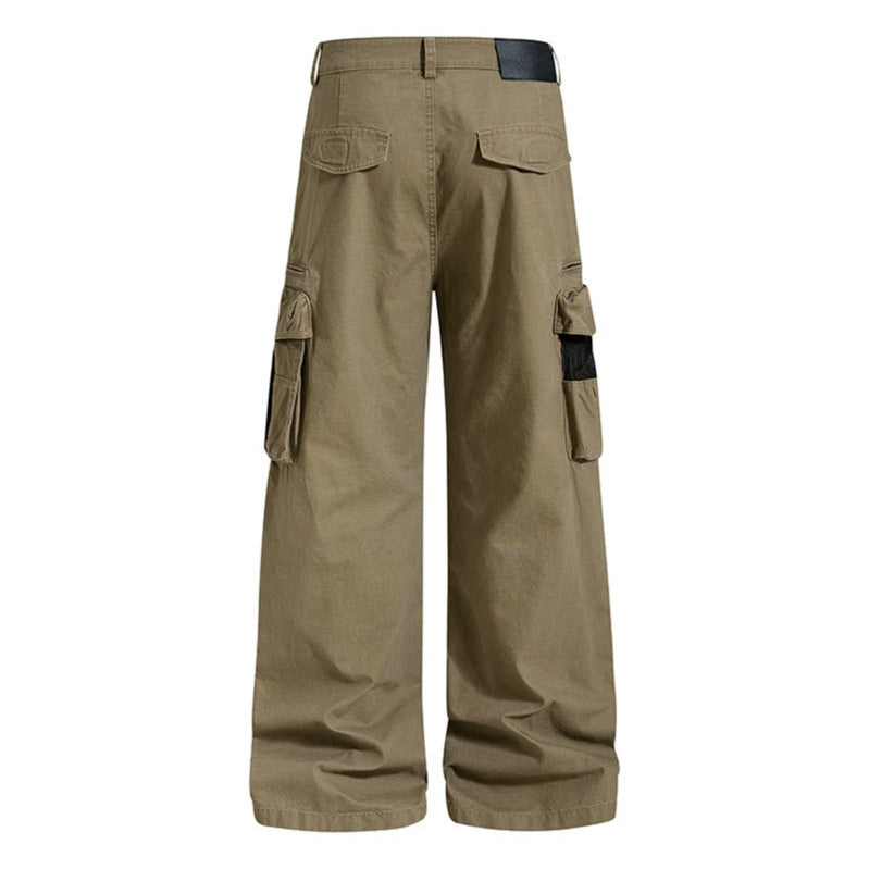 Damen Weite High‑Waist Canvas-Cargohose mit Multi‑Taschen und Netz-Details Shop Nory