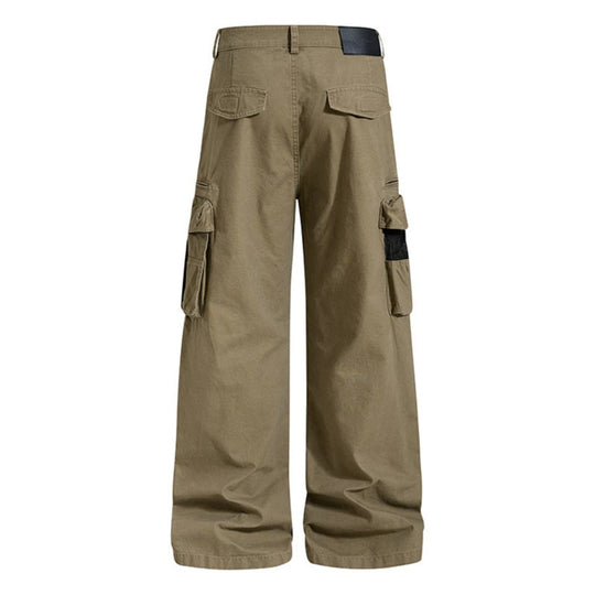 Damen Weite High‑Waist Canvas-Cargohose mit Multi‑Taschen und Netz-Details Shop Nory