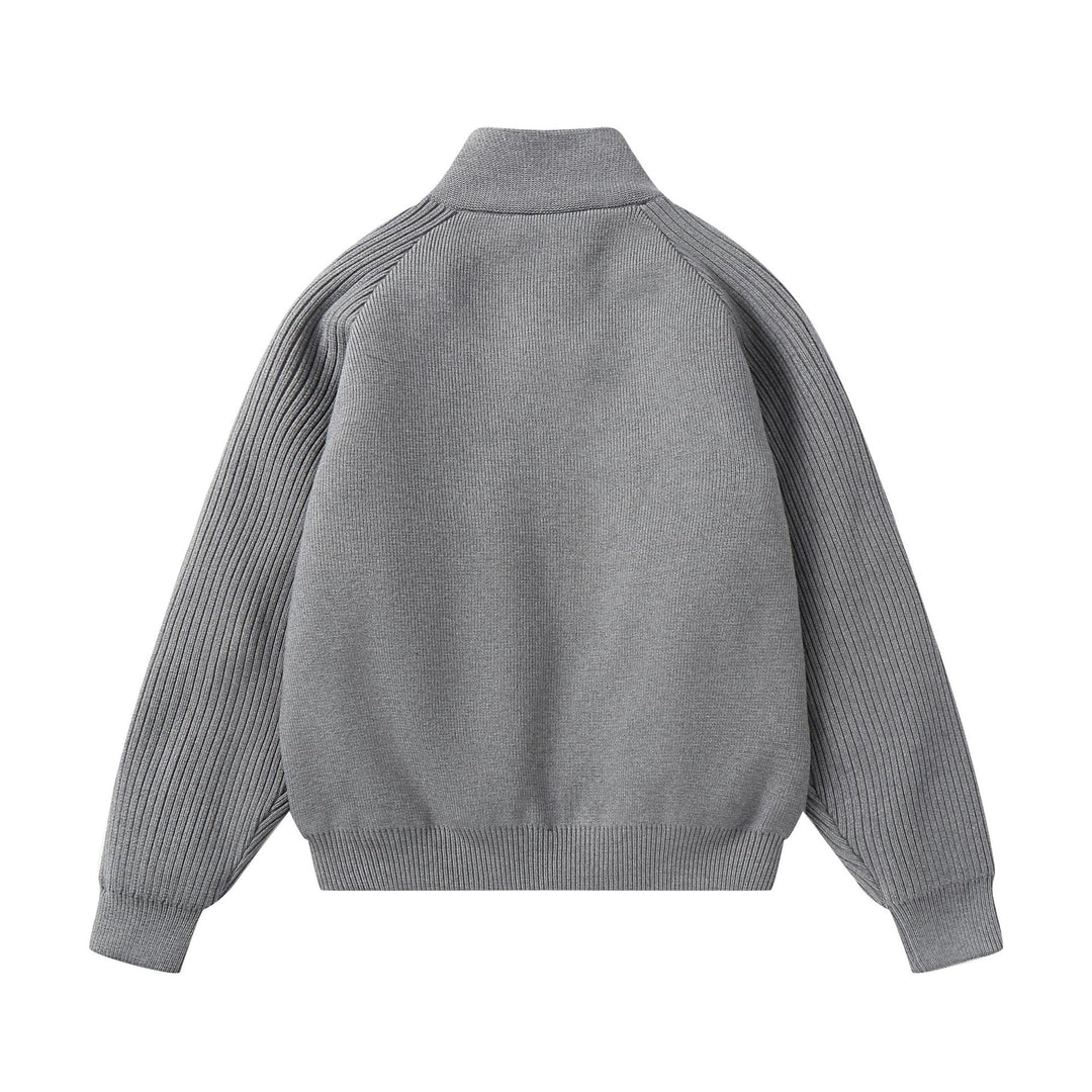 Unisex Strick-Zipjacke mit Stehkragen und gerippten Ärmeln Shop Nory