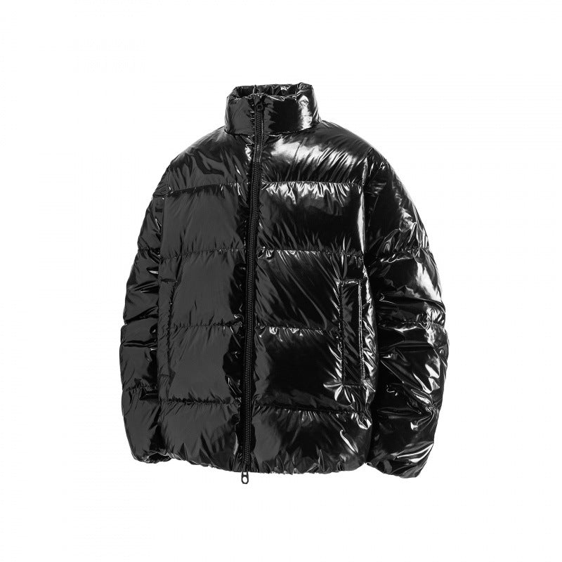 Unisex Glänzende gesteppte Pufferjacke im Boxy‑Cut mit Stehkragen und Zwei‑Wege‑Reißverschluss Shop Nory