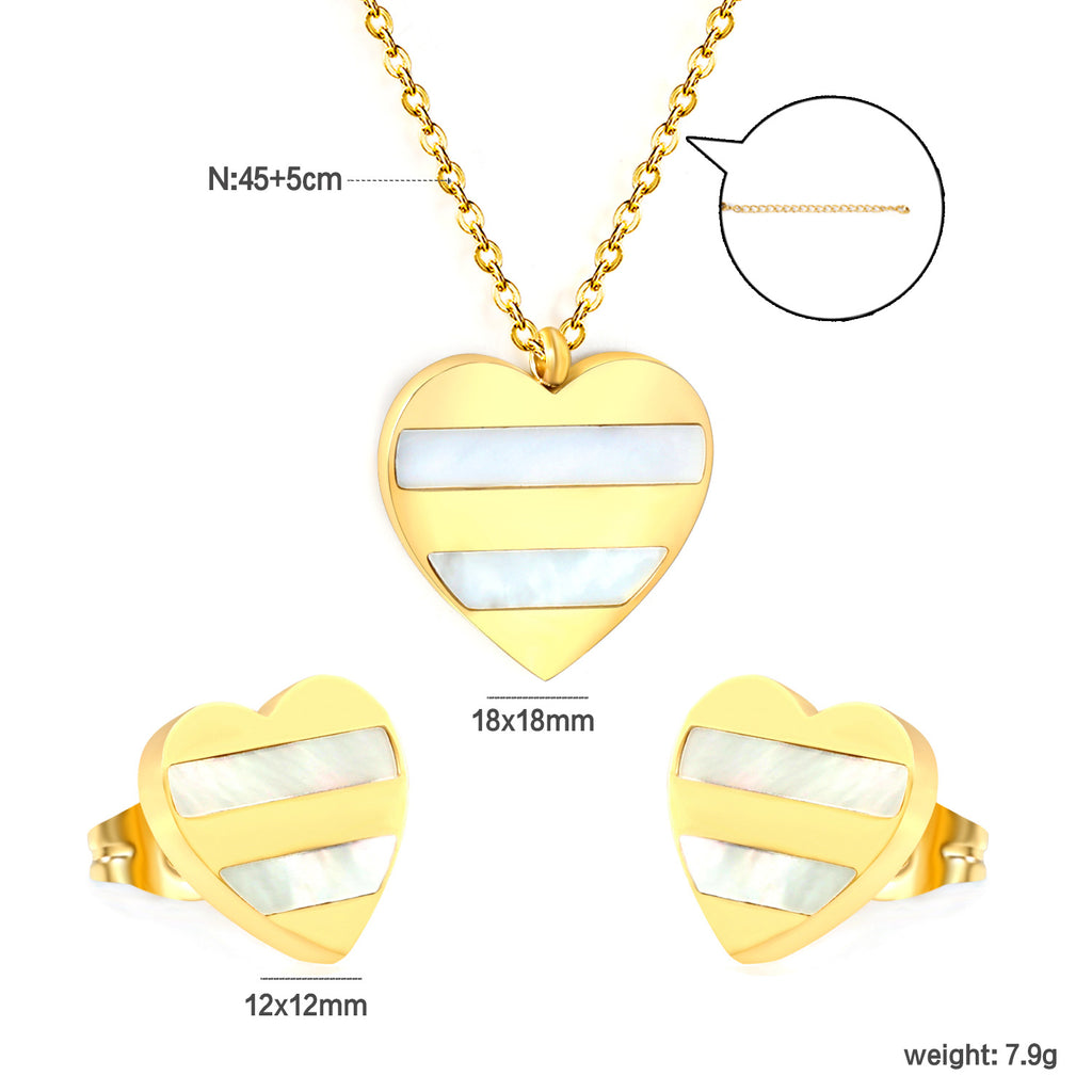 Damen Schmuckset mit Herz-Anhänger und passenden Ohrsteckern Shop Nory