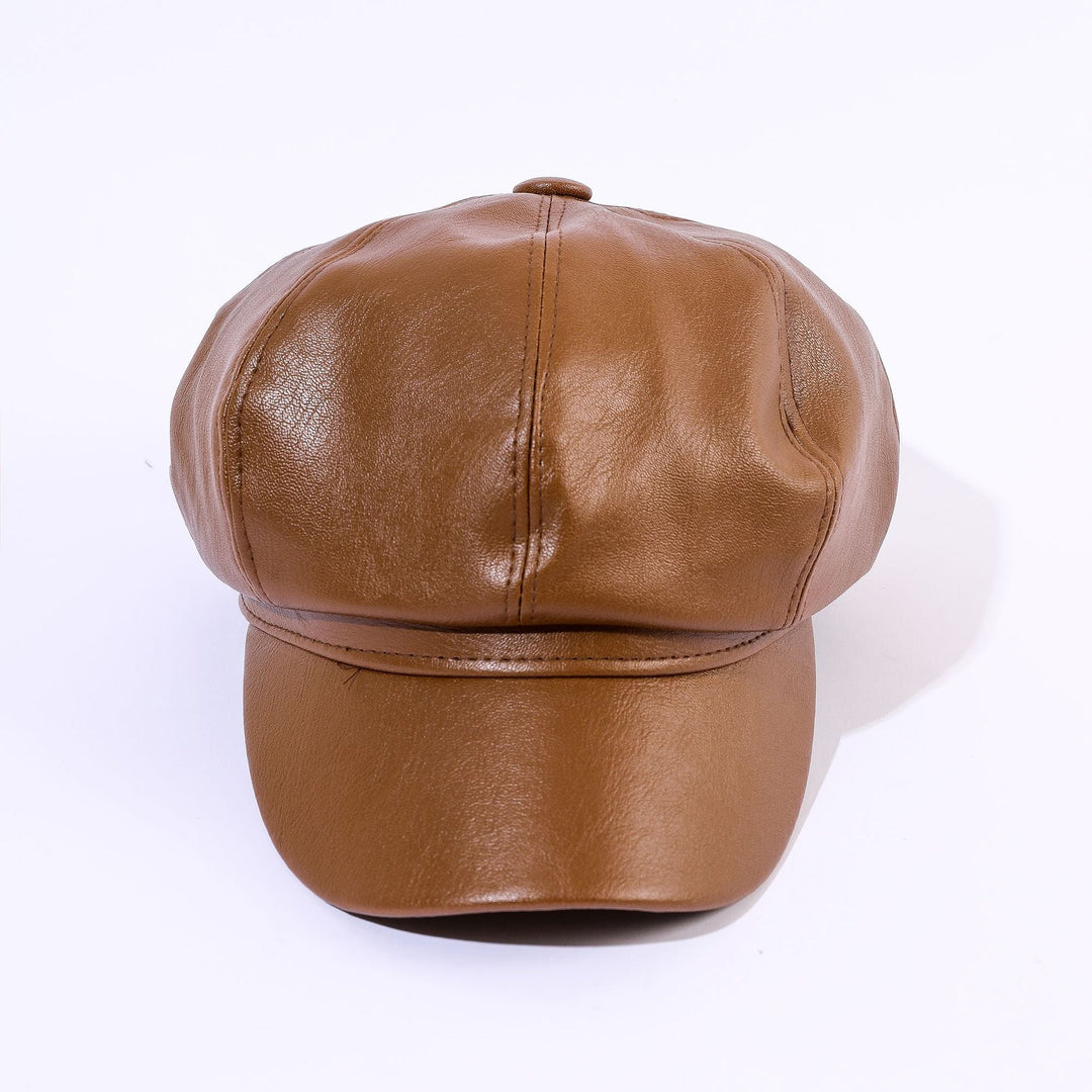 Damen Leder-Baker Boy Cap mit Klassischem Design
