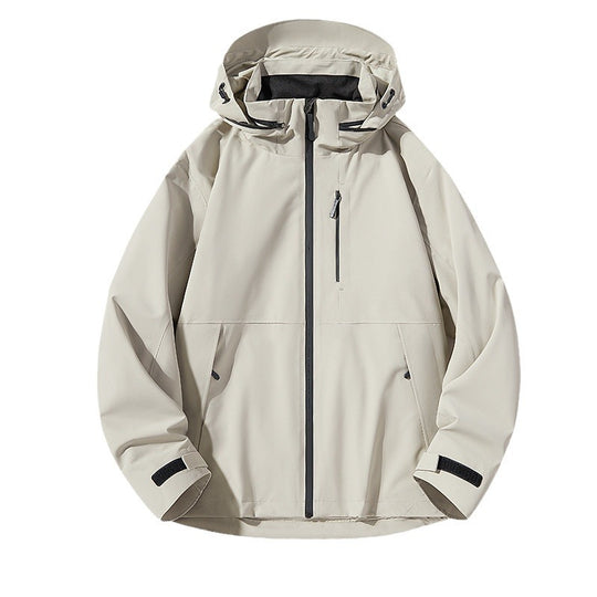 Herren Zweilagige wasserdichte Outdoorjacke mit Kapuze, Verschweißten Reißverschlüssen und Kontrastpaneelen Shop Nory