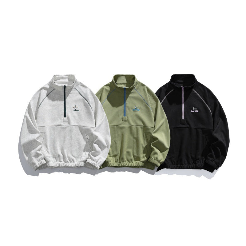 Unisex Oversize-Halbzip-Fleecepullover mit Stehkragen, Raglanärmeln und Kängurutasche Shop Nory
