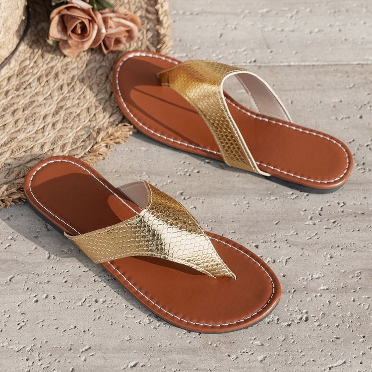 Damen elegante Zehentrenner-Sandalen mit geflochtenen Riemen