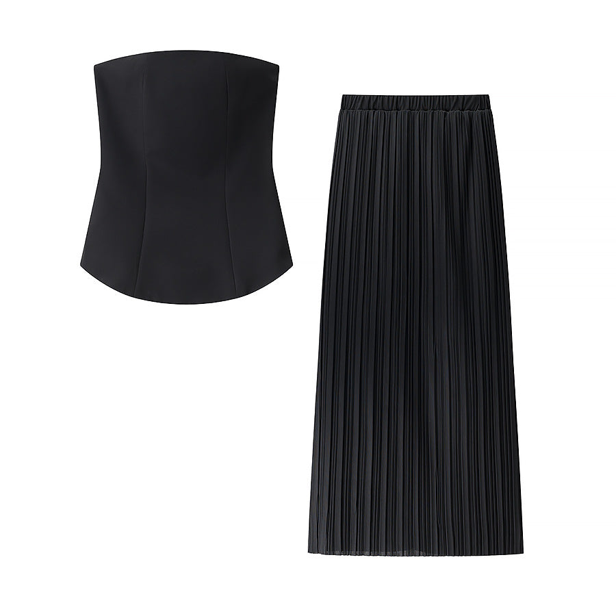 Damen Oberteil und Maxirock Set mit gestuftem Design