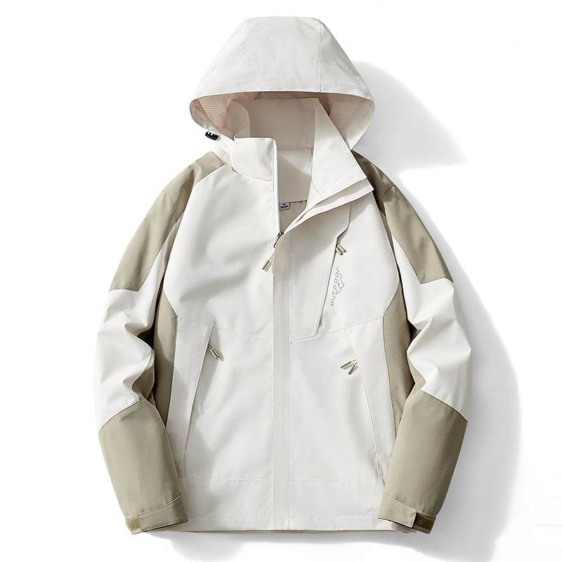 Herren Colorblock Softshell-Trekkerjacke mit Kapuze, verdeckten Reißverschlüssen und seitlichen Eingrifftaschen Shop Nory