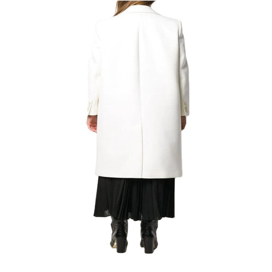 Damen Schlanker Zweireihiger Wollmix‑Longmantel mit Schalkragen, Goldknopf‑Detail und Pattentaschen Shop Nory