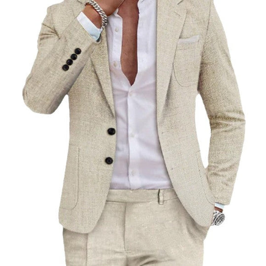 Herren nan sommerlicher Seersucker-Anzug mit ungefüttertem Sakko, schmaler Passform und Faltenhose