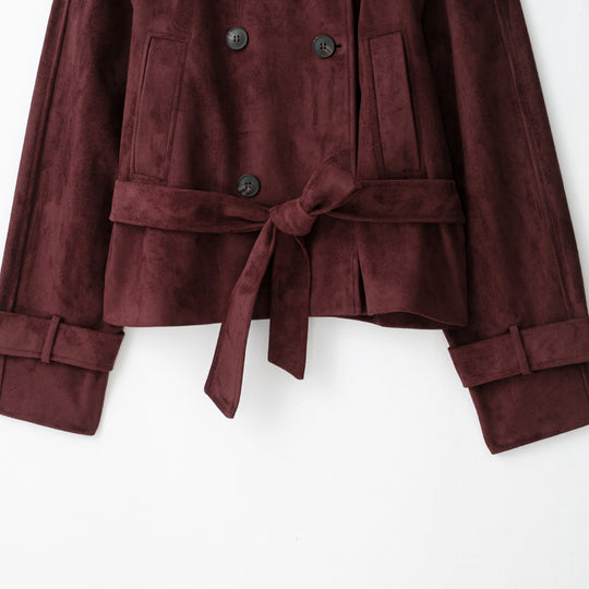 Damen Velours‑Trenchjacke mit hohem Funnelkragen und Bindegürtel Shop Nory