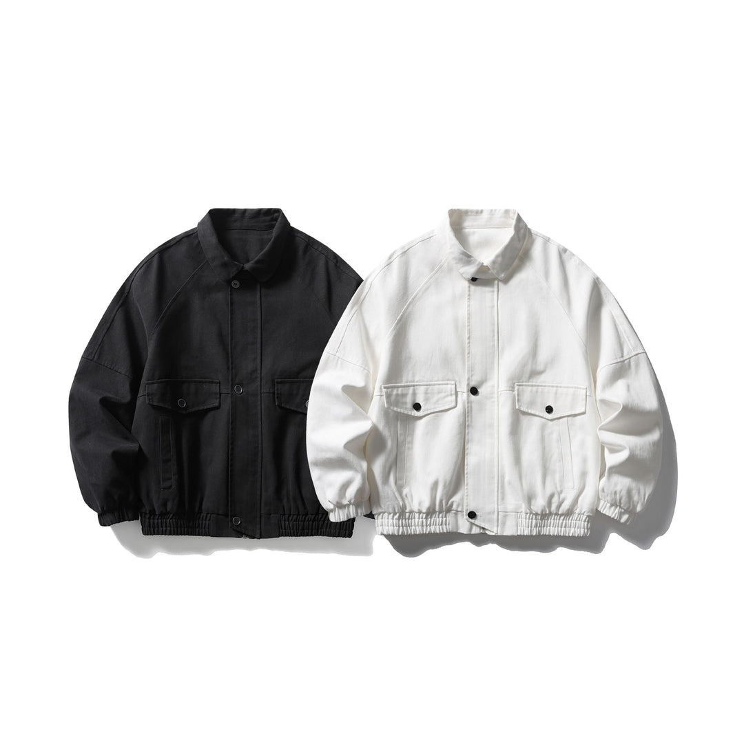Unisex Boxy Canvas-Blousonjacke mit Pattentaschen und elastischem Saum Shop Nory
