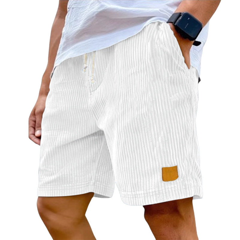 Herren nan Feincord-Shorts mit elastischem Tunnelzugbund, Kordelzug und tiefen Eingrifftaschen Shopnory