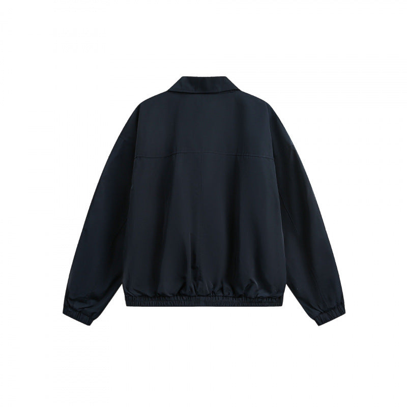 Unisex Boxy-Overshirt-Jacke mit durchgehendem Reißverschluss, elastischem Saum und Brust-Reißverschlusstasche Shop Nory