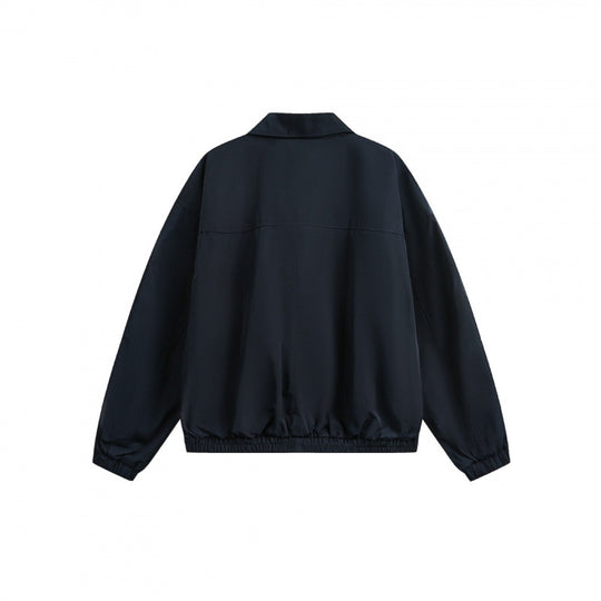 Unisex Boxy-Overshirt-Jacke mit durchgehendem Reißverschluss, elastischem Saum und Brust-Reißverschlusstasche Shop Nory