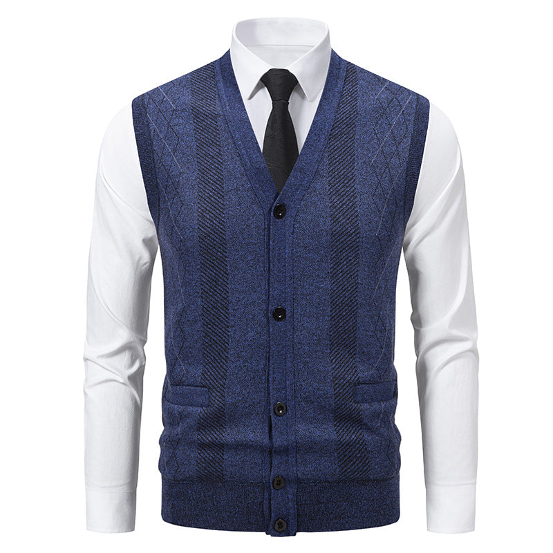 Herren Taillierte Feinstrick‑Weste mit V‑Ausschnitt, Knopfleiste und Eingrifftaschen Shop Nory