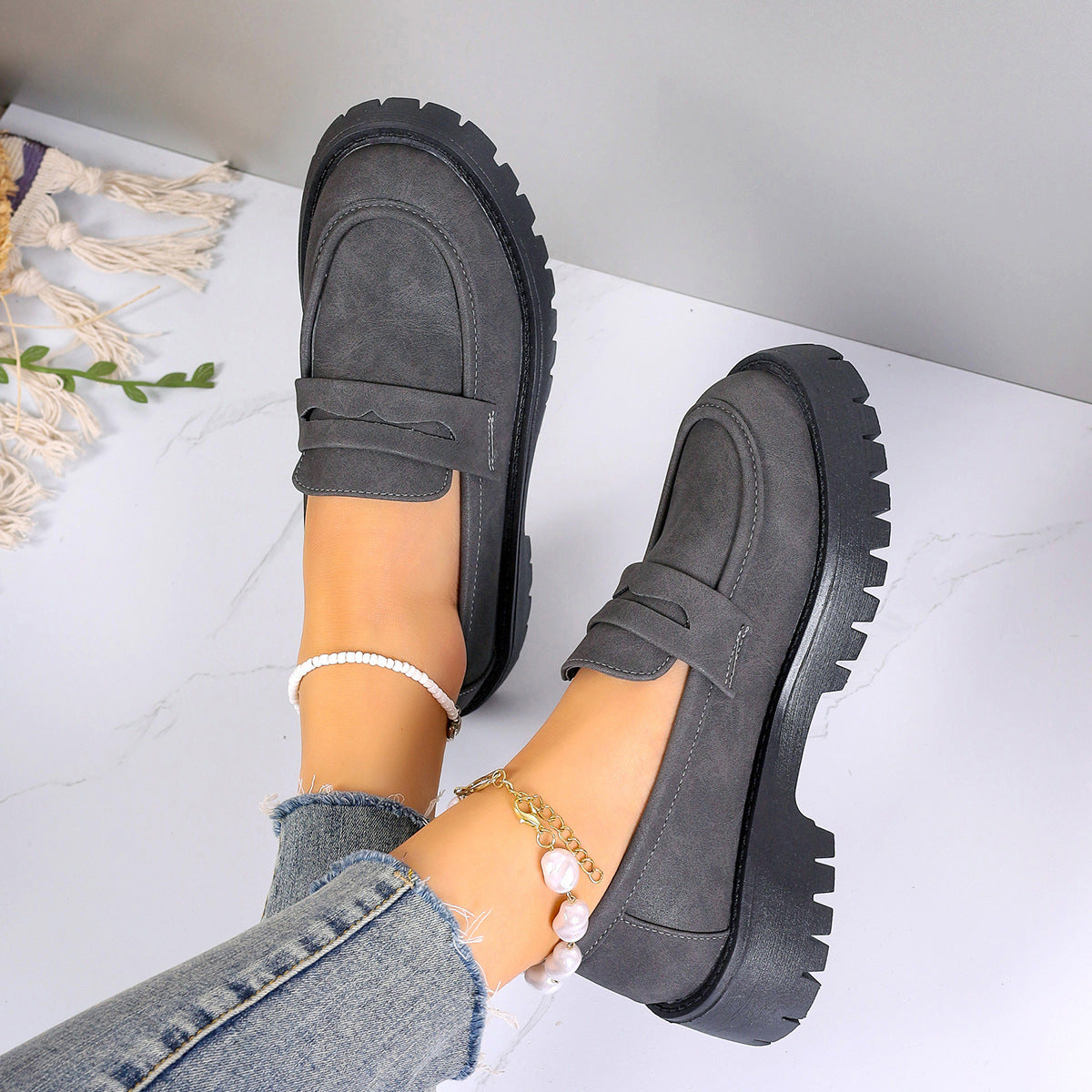Damen Bequeme Mokassins mit rutschfester Sohle und stylishen Akzenten