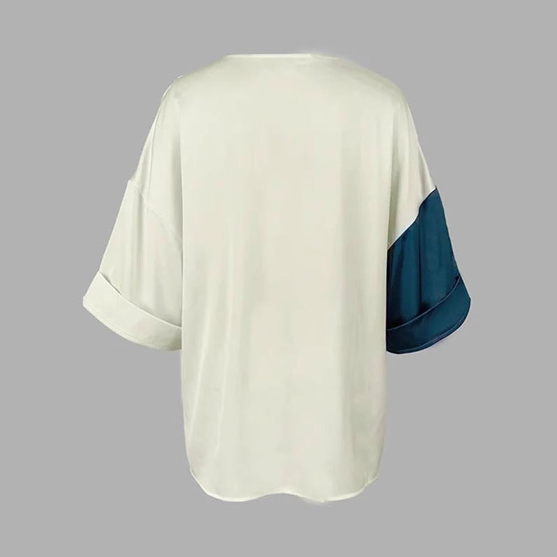Damen Bluse mit V-Ausschnitt und seitlicher Raffungs-Kordel Shop Nory