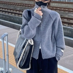 Damen Modischer Strickpullover mit hohem Kragen Shop Nory