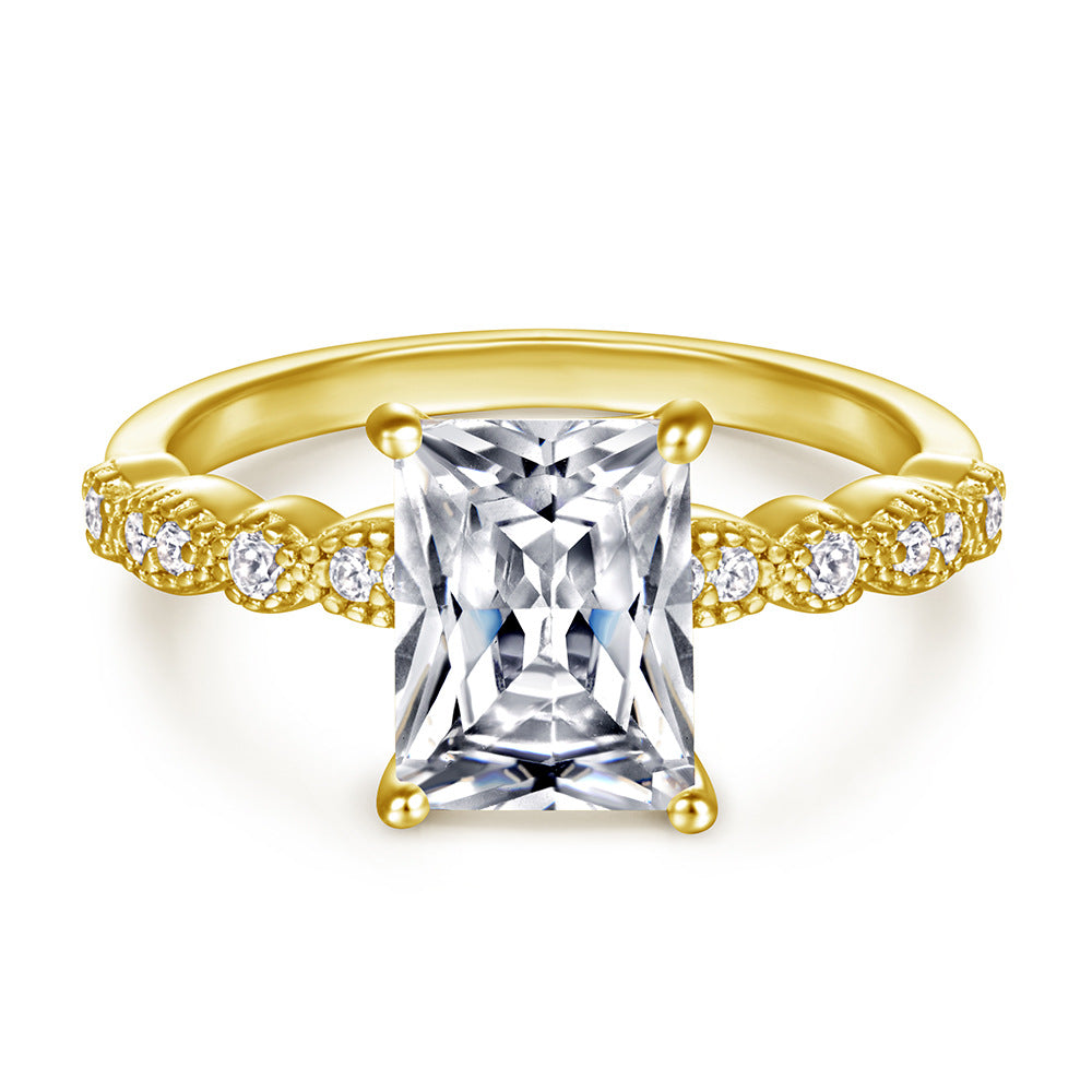 Damen Eleganter Verlobungsring mit quadratischem Diamant und filigranem Design Shop Nory