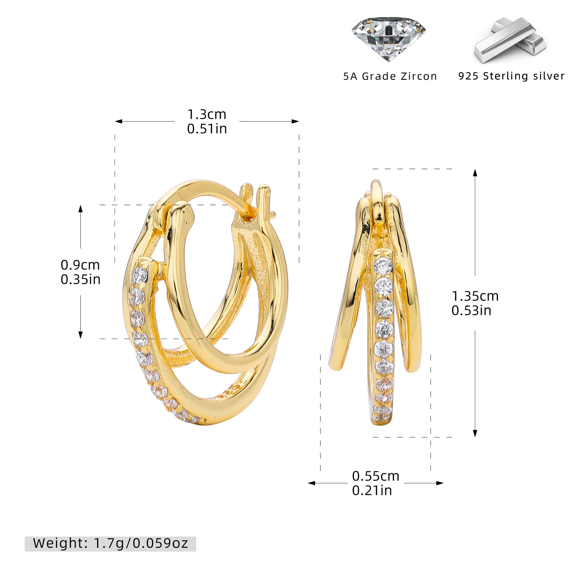 Damen Ohrhänger mit luxuriösen Zirkonia-Details aus hochwertigem 925 Sterling Silber Shop Nory