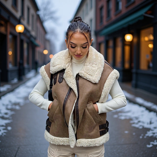 Damen Ärmellose Kunstvelours-Weste Shop Nory
