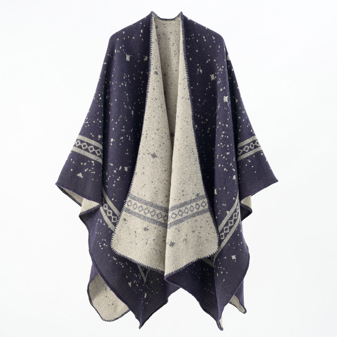 Damen Oversize-Umhangcape aus Wollmix mit zweifarbiger Wendestruktur Shop Nory