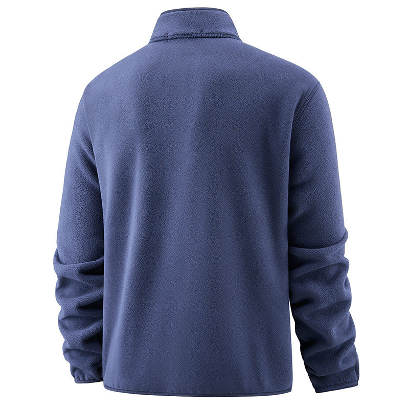 Herren Fleece-Pullover mit Stehkragen und Druckknopf-Leiste für wärmende Zwischenschicht Shop Nory