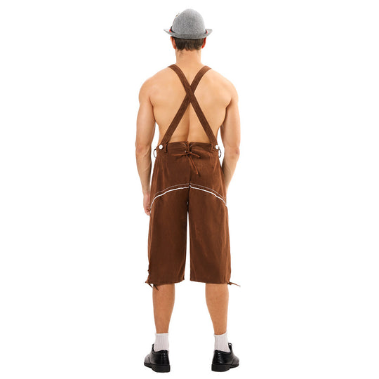 Herren nan knielange Wildlederimitat Lederhose mit detaillierter Stickerei Shop Nory