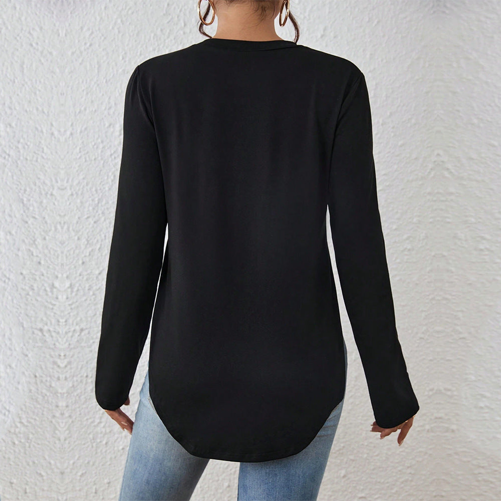 Damen Langarmshirt mit seitlichen Schlitzen, Rundhalsausschnitt und entspannter Casual-Passform Shop Nory