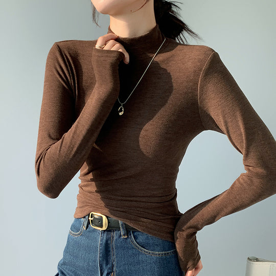 Damen Elegant und Bequem Langarmshirt mit Stehkragen Shop Nory