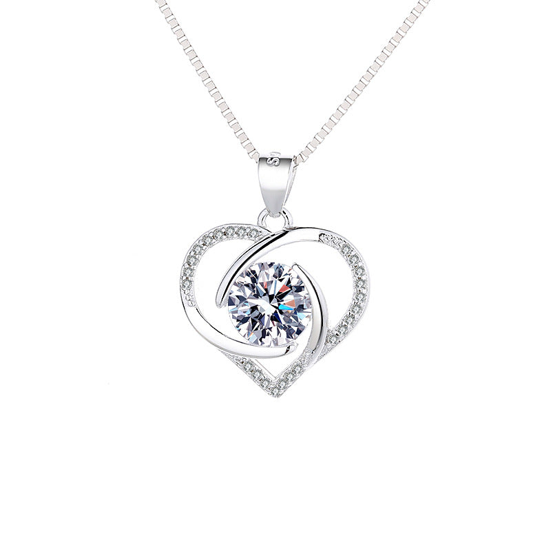 Damen Halskette mit herzförmigem Anhänger und funkelndem Zirkon Shop Nory