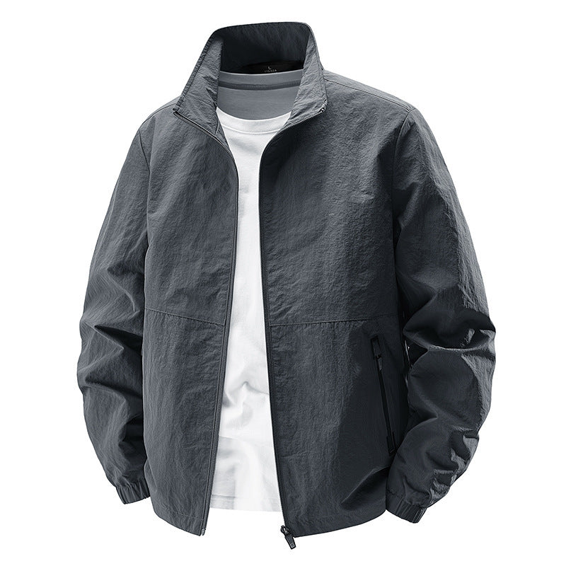 Herren Ultraleichte winddichte Freizeitblousonjacke mit Stehkragen und Reißverschlusstaschen Shop Nory