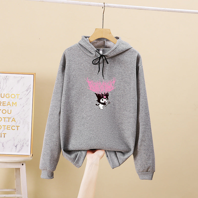 Damen nan Kapuzenpullover mit Gothic‑Kawaii Print, Oversize‑Schnitt und weichem Fleeceinnenfutter Shop Nory