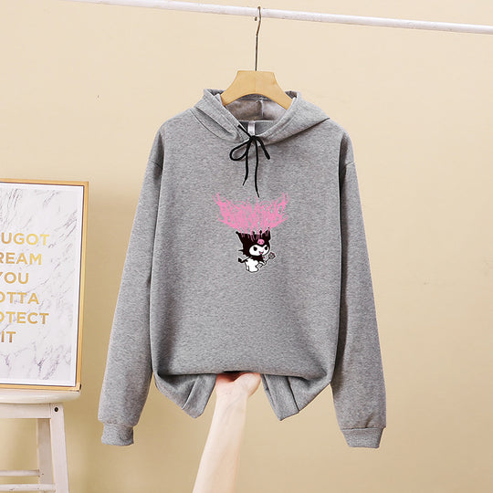 Damen nan Kapuzenpullover mit Gothic‑Kawaii Print, Oversize‑Schnitt und weichem Fleeceinnenfutter Shop Nory