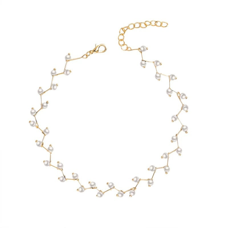 Damen Perlen-Halskette mit istovielgestaltetem Drahtdesign Shop Nory