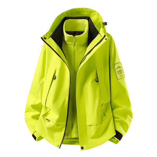 Unisex wasserfeste zweilagige Softshell-Regenjacke mit herausnehmbarem Fleecefutter und Kapuze Shop Nory