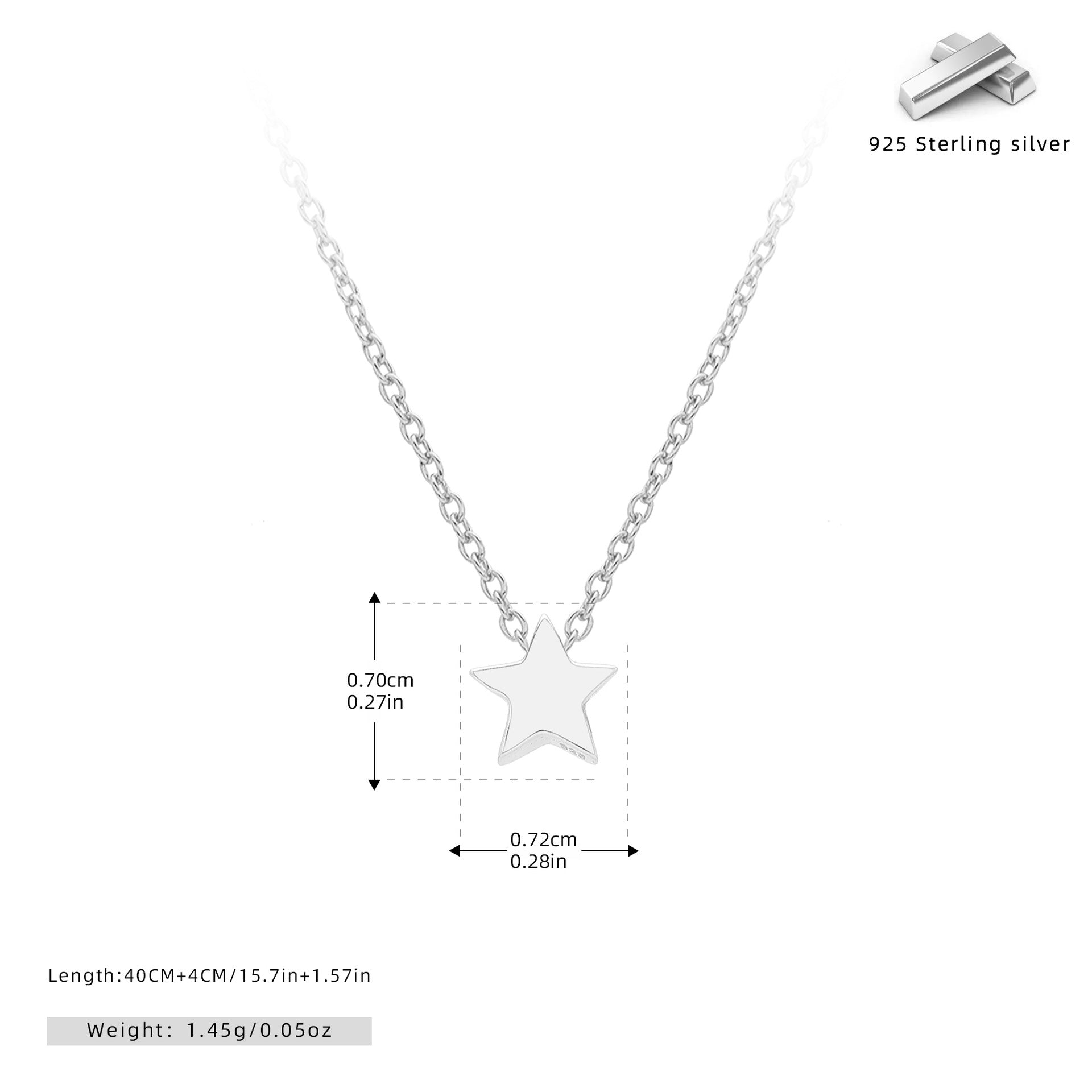 Damen Halskette mit funkelndem Sternanhänger aus hochwertigem 925 Sterling Silber Shop Nory