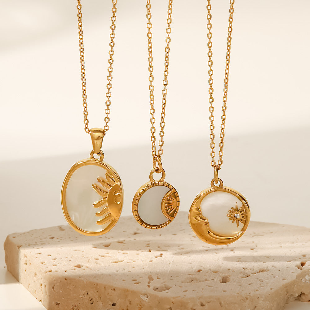 Damen Halskette mit elegantem Mond- und Sonnenanhänger Shop Nory